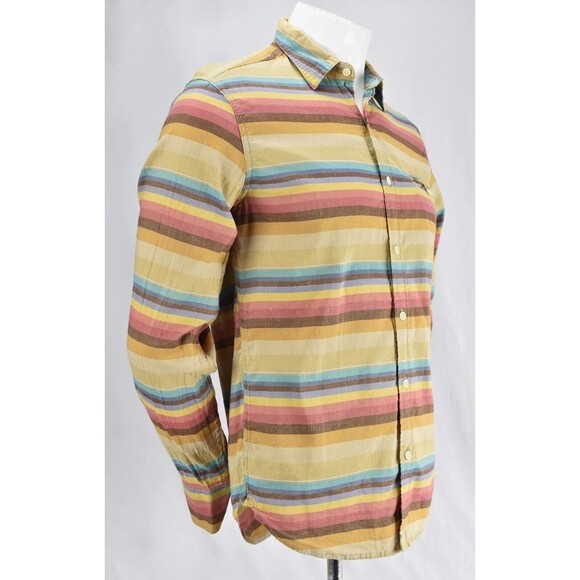 Lucky Brand Long Sleeve Button Multi Color Striped Shirt Mens Medium - Picture 4 of 6